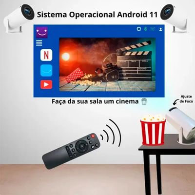 Projetor Smart Portátil Full Hd 4k Bluetooth Wifi Branco