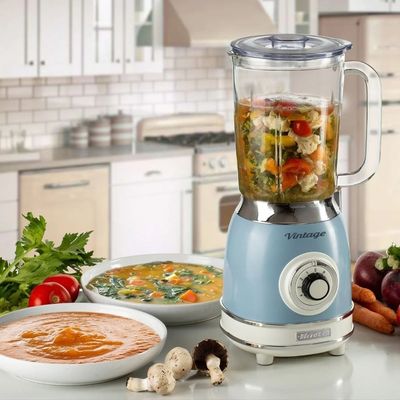 LIQUIDIFICADOR ARIETE VINTAGE COM JARRA DE VIDRO 1,5L 4 VELOCIDADES AZUL 127V 00C05890FARBR