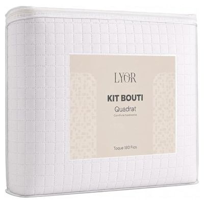 Cobre Leito Solteiro Branco com Porta Travesseiro Matelassê Quadrat Lyor Poliéster Colcha de Cama
