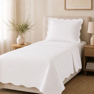 Cobre Leito Solteiro Branco com Porta Travesseiro Matelassê Quadrat Lyor Poliéster Colcha de Cama