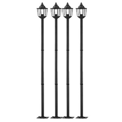 Kit 4 Postes para Praça 166cm Dital Heritage Clássico Preto E27 Luminária Jardim Iluminação Externa