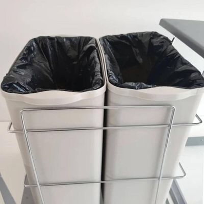 Lixeira Dupla Deslizante Cinza com Tampa Fixa para Cozinha 20 Litros Trilho Slow Schimitt