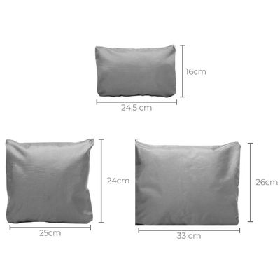 Kit 6 Organizadores de Mala para Viagem Lyor Cinza Nylon Bagagem Arrumar Mochila Roupas