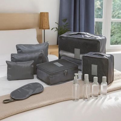 Kit 6 Organizadores de Mala para Viagem Lyor Cinza Nylon Bagagem Arrumar Mochila Roupas