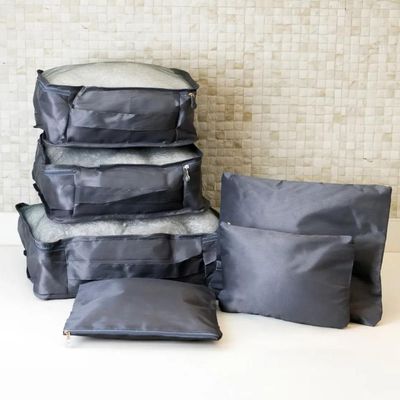 Kit 6 Organizadores de Mala para Viagem Lyor Cinza Nylon Bagagem Arrumar Mochila Roupas