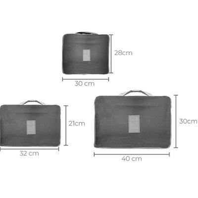 Kit 6 Organizadores de Mala para Viagem Lyor Cinza Nylon Bagagem Arrumar Mochila Roupas