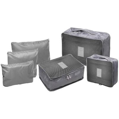 Kit 6 Organizadores de Mala para Viagem Lyor Cinza Nylon Bagagem Arrumar Mochila Roupas