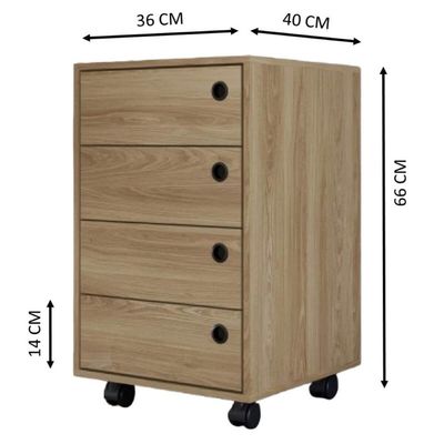 Kit 2pçs para Escritório Mesa Industrial Gaveteiro 4 Gavetas Placa e Ponto Marrom Home Office