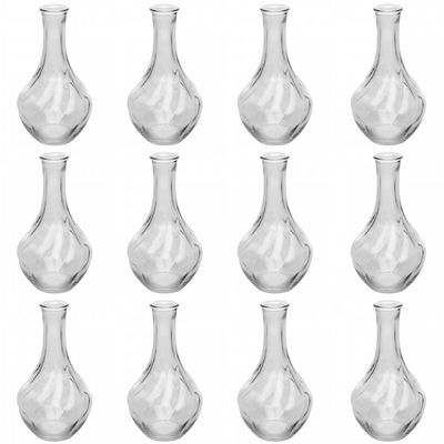 Conjunto 12 Vasos Vidro 17cm Pumpkin Lyor Vasinho Transparente Flores Decoração Centro de Mesa