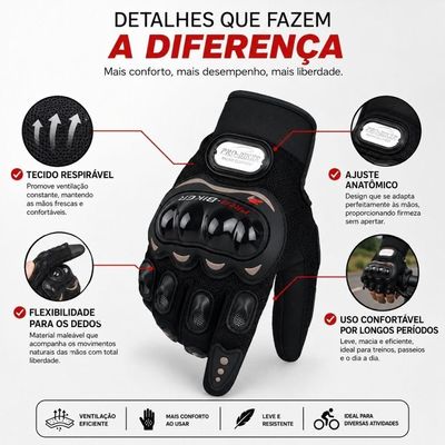Luva Moto Motocross Ciclismo Antiderrapante Preto Smart Lions
