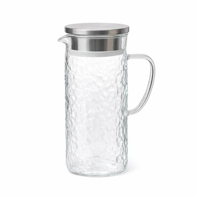 Jarra Vidro Tampa Inox Hermetica 1,5l Agua Suco Jarro Transparente Geladeira