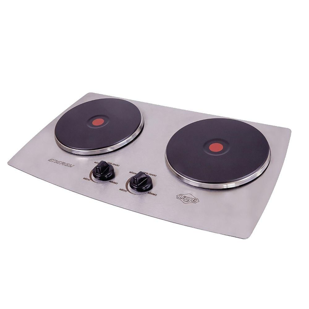 Fogão Elétrico Cooktop Layr Energy 4.0 2 Bocas em Inox Portátil com Placas Aquecedoras 220V