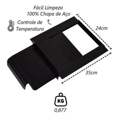 Registro Regulador de Chaminé Popular 24x35cm para Fogão a Lenha Preto Metalmig