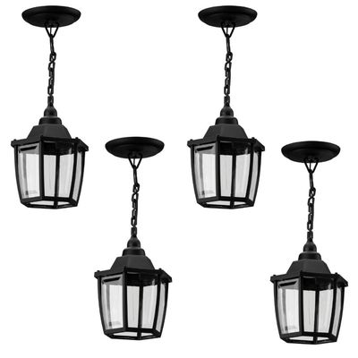 Kit 4 Luminárias Pendente Teto 40cm Preto Heritag Dital Bivolt Lustre Cozinha Sacada Externa e Inter