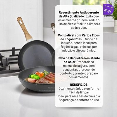 Frigideira Utimix em Alumínio Antiaderente Multifuncional 28cm para Fogão a Gás e Indução