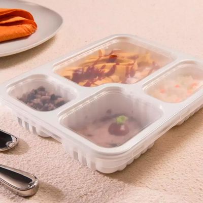100un Bandeja Refeição com 4 Divisórias 1225ml G324 Branco Freezer Microondas Galvanotek