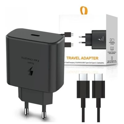 Adaptador USB-C Turbo Carregador Rápido Para Smartphone Preto