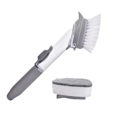 Escova De Limpeza 2 em 1 Dispenser Detergente Lava Louça