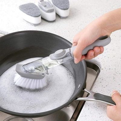 Escova De Limpeza 2 em 1 Dispenser Detergente Lava Louça