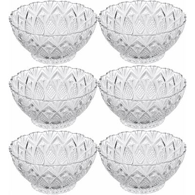 Conjunto 6 Tigelas Bowl Vidro 10x4,5cm 80ml Redondo King Lyor Decorativo Sobremesas Doces Frutas