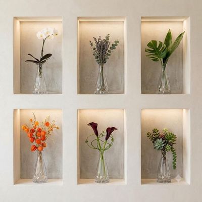 Jogo 6 Vasos Vidro 15cm Transparente Wolff Vasinho Decorativo Flores Mesa de Centro Jantar