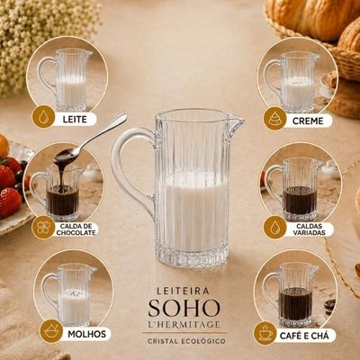 24 Leiteiras com Bico Soho Pequenas 290ml Cristal Ecológico L'Hermitage Molheiras Restaurantes