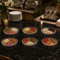Jogo 6 Petisqueiras Redondas Vidro 3 Divisórias Floral Lyor 19,5cm Bandeja Aperitivos