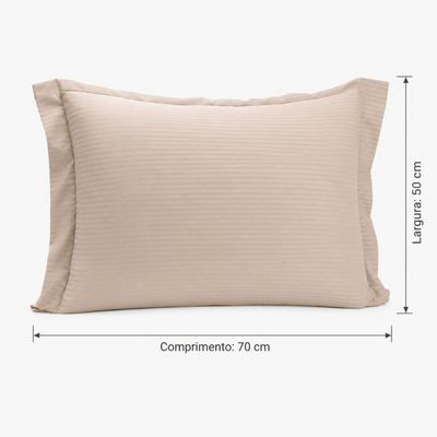 Kit 4 Fronhas Travesseiro Brisa 50x70cm Lyor Toque 200 Fios Bege com Abas Cama Quarto Enxoval