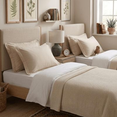 Kit 4 Fronhas Travesseiro Brisa 50x70cm Lyor Toque 200 Fios Bege com Abas Cama Quarto Enxoval