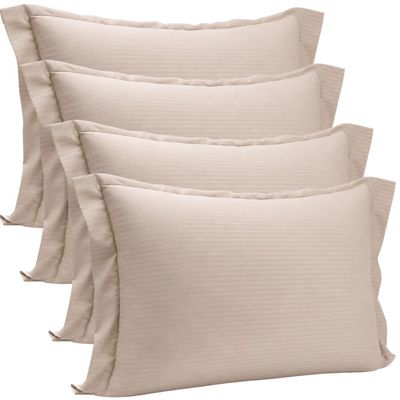 Kit 4 Fronhas Travesseiro Brisa 50x70cm Lyor Toque 200 Fios Bege com Abas Cama Quarto Enxoval