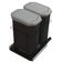 Lixeira Dupla Suporte Deslizante 15 Litros Elite 47x33x48cm Aramado Preto Fosco Embutir Móveis