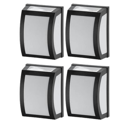 Kit 4 Luminárias Arandela de Parede Lente Leitosa Preto Oval E27 Smart Dital