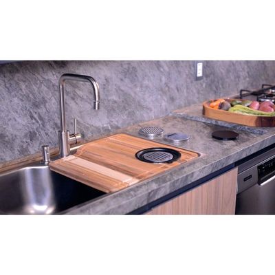 Cuba de Sobrepor Tramontina Morgana Maxi 75 FX 86 x 50 cm Aço Inox com Dosador de Sabão Tábua e Bowl Ralador