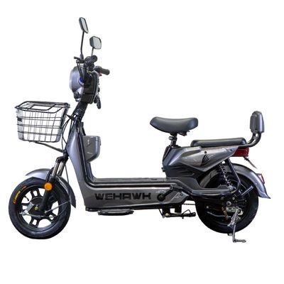 Bicicleta Scooter Elétrica 600W WeHawk WX-03 Basket Bateria de Chumbo 48V 12Ah - Cinza