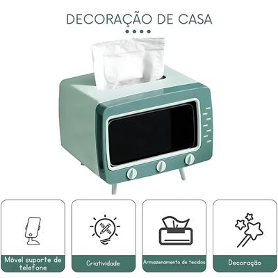 Suporte Decorativo TV Retro porta Lenços Verde XC-SP-62