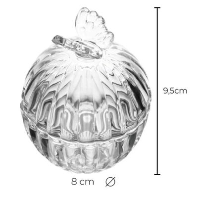 Mini Potiche Vidro Com Tampa 8x9,5cm Butterfly Wolff Redonda Cristal Decorativo Bomboniere Avulsa