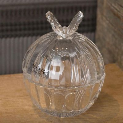 Mini Potiche Vidro Com Tampa 8x9,5cm Butterfly Wolff Redonda Cristal Decorativo Bomboniere Avulsa