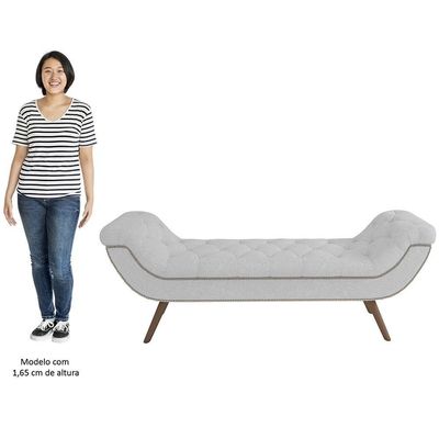 Puff Recamier Calçadeira 195cm Pés Palito Madeira Venêto P02 Bouclé Branco - Mpozenato