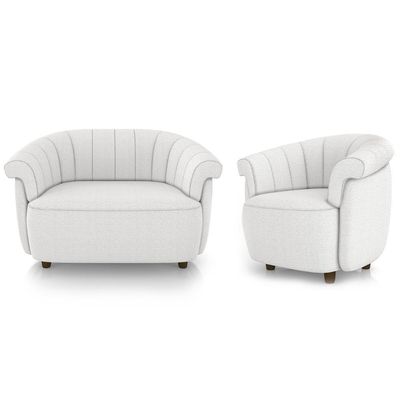 Sofá 2 Lugares 150cm E Poltrona Lykan Boucle Cru Z32 - Mpozenato
