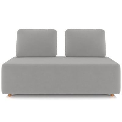 Sofá 2 Lugares 148cm Sala De Estar Rovier Veludo Cinza Z32 - Mpozenato