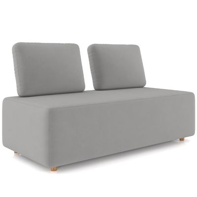Sofá 2 Lugares 148cm Sala De Estar Rovier Veludo Cinza Z32 - Mpozenato