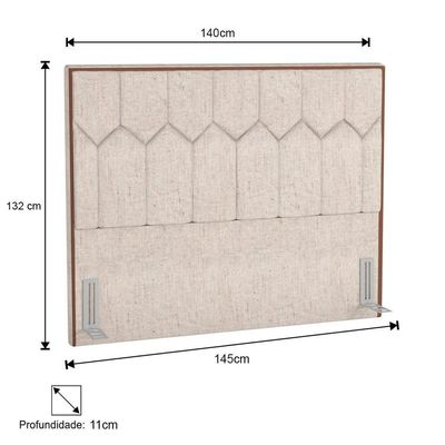 Cabeceira Cama Casal 140cm órion P02 Linho Cru - Mpozenato