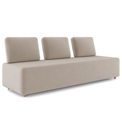 Sofá 3 Lugares 222cm Sala De Estar Rovier Veludo Bege Z32 - Mpozenato