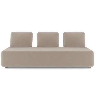 Sofá 3 Lugares 222cm Sala De Estar Rovier Veludo Bege Z32 - Mpozenato