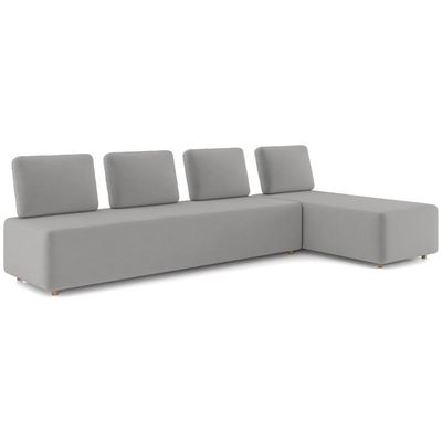 Sofá 4 Lugares Com Chaise 296cm Rovier Veludo Cinza Z32 - Mpozenato