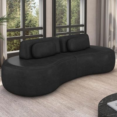 Sofá 4 Lugares 240cm Orgânico Mellanie Sintético Preto Z32 - Mpozenato