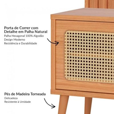 Rack com Painel para TV Até 75 Polegadas 2 Gavetas 1 Porta Ripado Freijó