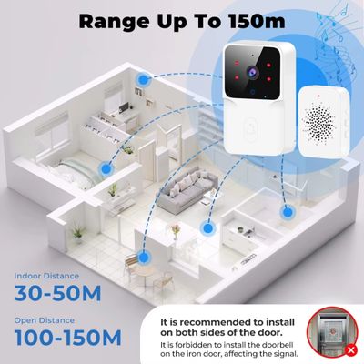 Campainha Inteligente Wi-Fi com Câmera HD Visão Noturna X9 Sem Fio T&Z Smart Doorbell