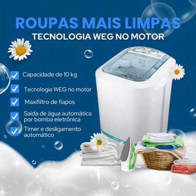 Lavadora De Roupas Tanquinho Latina 10kg Semiautomática LA553 - 110V - Verde