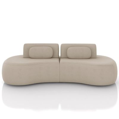 Sofá 4 Lugares 240cm Orgânico Mellanie Veludo Bege Z32 - Mpozenato